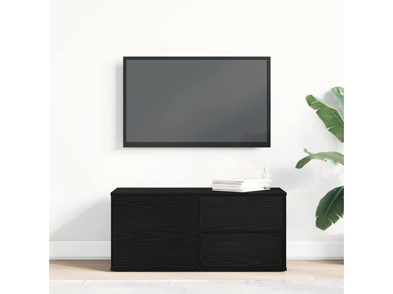  Meuble tv - banc tv - meuble de rangement 80 x 34 x 36 cm chêne noir bois d'ingénierie  - Conforama D