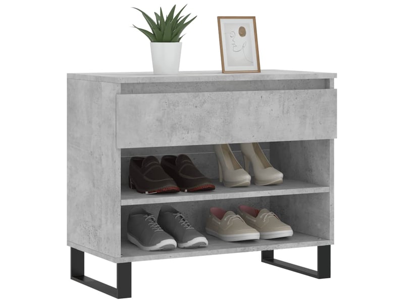  Meuble à chaussure, armoire à chaussures gris béton 70x36x60 cm bois d'ingénierie shl8624  - Conforama C