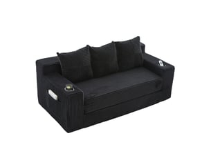 Canapé droit compressé convertible <strong>MODENVIE</strong> <strong></strong> 3 places Velours côtelé noir