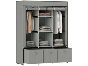Armoire en tissu non tissé, pliable, comprenant 3 tiroirs, 125 cm x 43 cm x 162,5 cm, gris clair