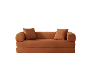 Canapé droit convertible 2 places Tissu marron
