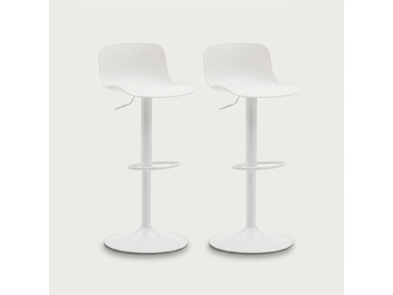  Lot de 2 tabourets de bar hauts pivotants et réglables bora bora - blanc  - Conforama A