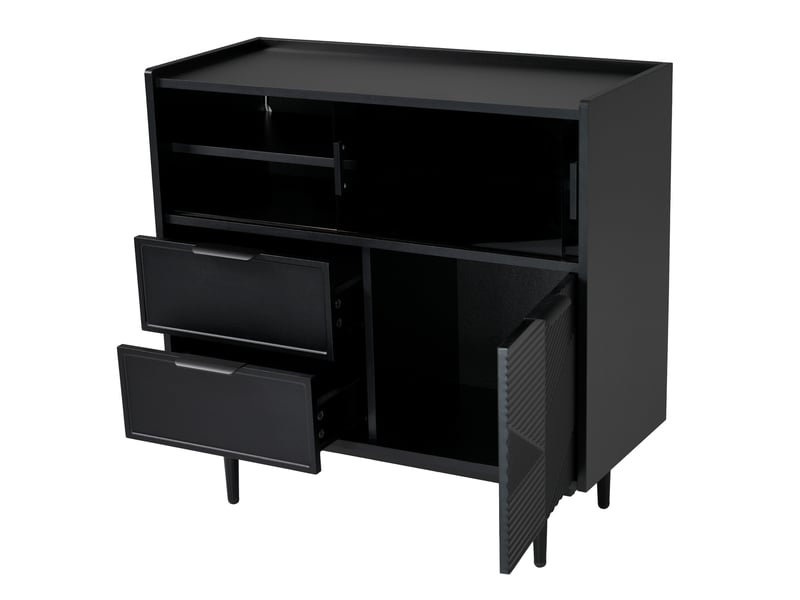  Meuble de rangement sdb 80 cm, porte vitrée, éclairage led, buffet moderne  - Conforama D