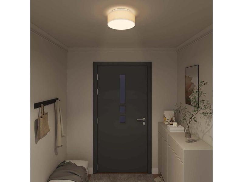  Lampe de plafond, plafonnier blanc 30x30x13,5 cm tissu  - Conforama C