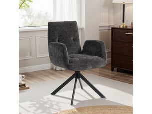 Fauteuil d'appoint pivotant 60x61x88 cm tissu laine-lin noir desmiu