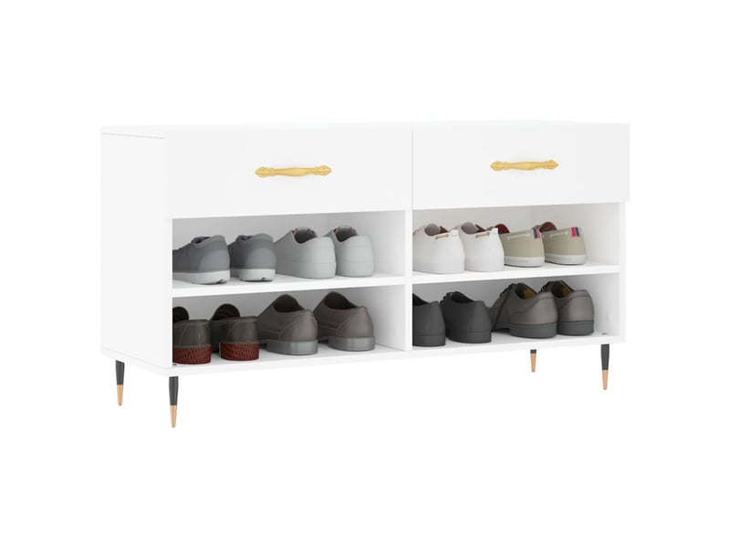  Banc à chaussures, meuble à chaussures blanc 102x35x55 cm bois d'ingénierie shl5858  - Conforama C