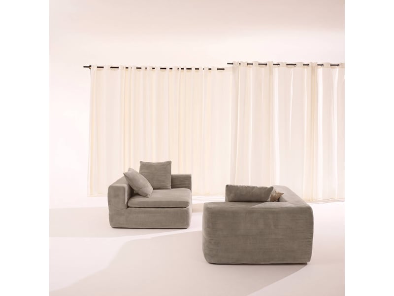  Canapé modulable tissu chenille 3 places beige foncé - movi  - Conforama E