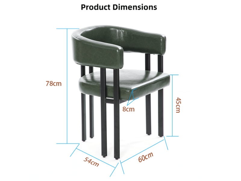  Chaise de salle à manger moderne en similicuir vert avec accoudoirs  - Conforama C
