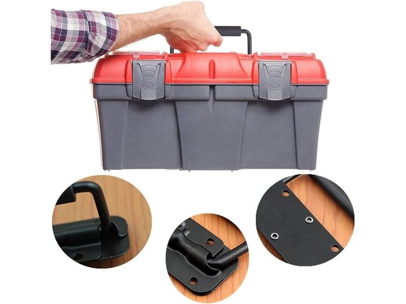  Pack de 4 poignées métalliques pliables noires, poignées pour boîtes à outils et stockage  - Conforama E