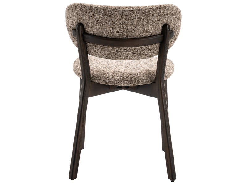  Lot de 2 chaises en bois teinte noyer foncé et tissu chiné taupe aura  - Conforama D