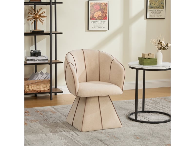  Fauteuil pivotant chenille 56x54x74.5cm - chaise de salon ergonomique pivotante dossier haut adulte ado - brun chameau  - Conforama D