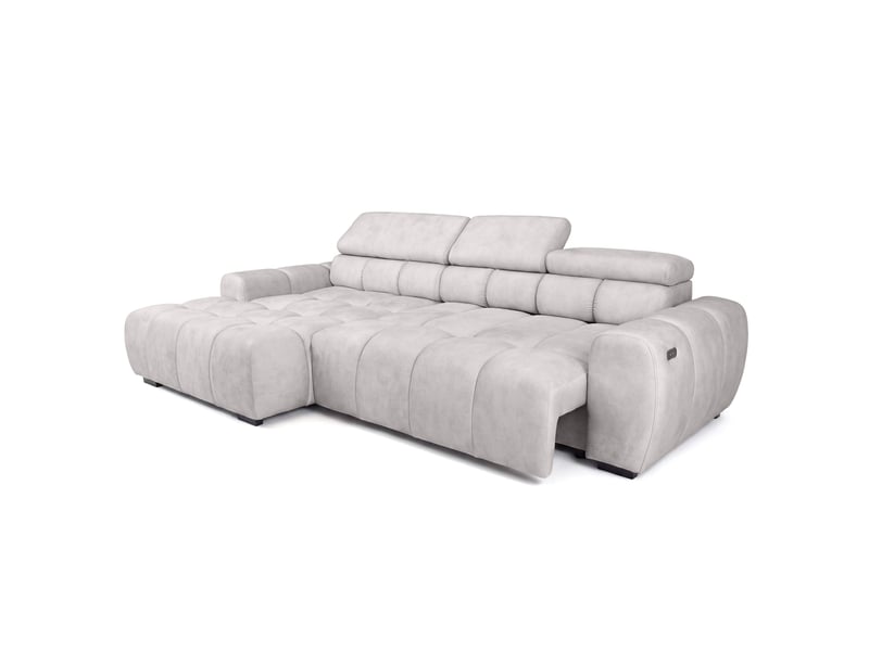  Canapé d'angle aldo avec fonction couchage, côté gauche, tissu salvador wr, gris clair (13)  - Conforama B