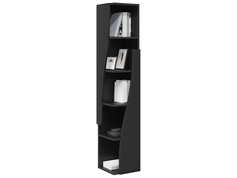  Meuble d'angle, meuble de rangement salon 27,5x27x140cm bois d'ingénierie noir  - Conforama C