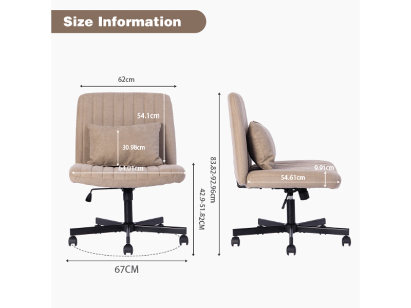  Chaise de bureau pivotante réglable en hauteur avec dossier inclinable - lpospi - tissu lin - kaki  - Conforama D