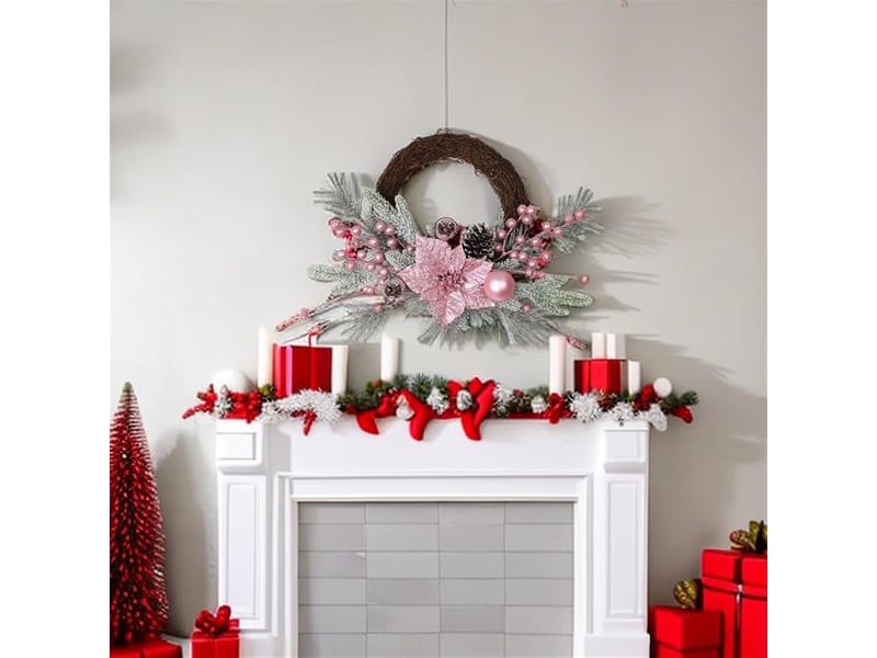  Guirlande de noël artificielle rose – décoration de fête pour porte, mur et intérieur  - Conforama D