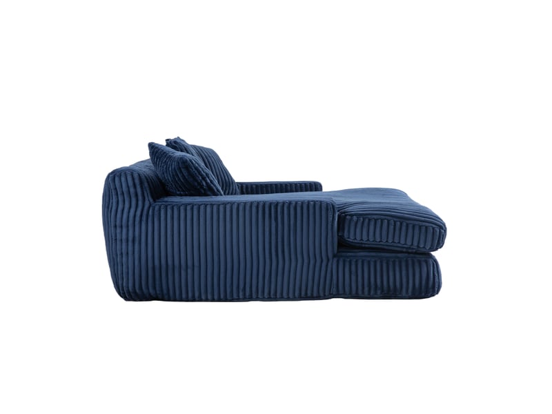 Canapé droit,canapé simple confortable en velours côtelé avec 3 oreillers moelleux,125x155x63,bleu canapé bleu - Conforama D