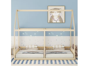 Lit simple 2x90x200 cm MEUBLIV coloris naturel
