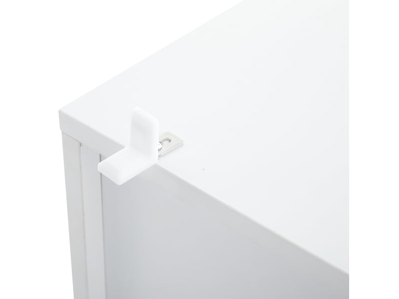  Buffet de cuisine blanc laqué brillant 130x38x76 cm, meuble rangement moderne avec 3 portes et étagères ajustables  - Conforama E