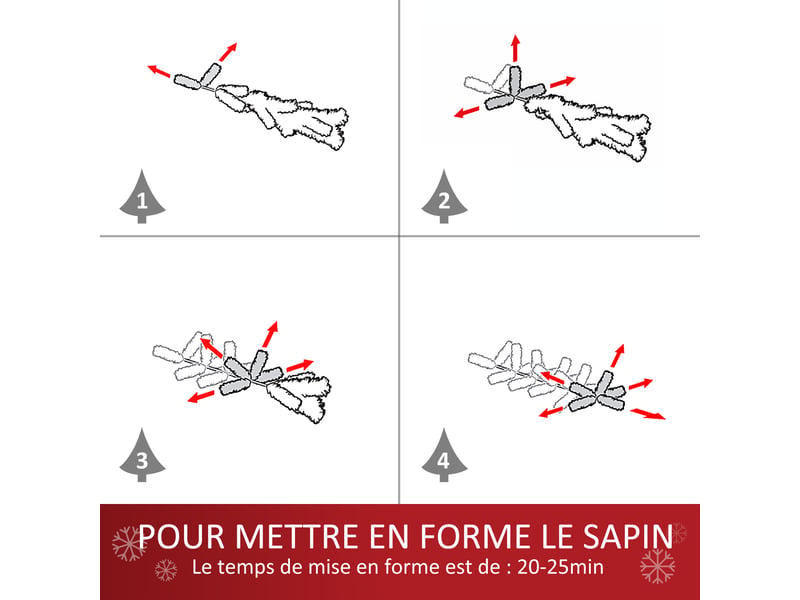  Sapin de noël artificiel 150h cm 454 branches épines imitation nordmann grand réalisme vert  - Conforama E