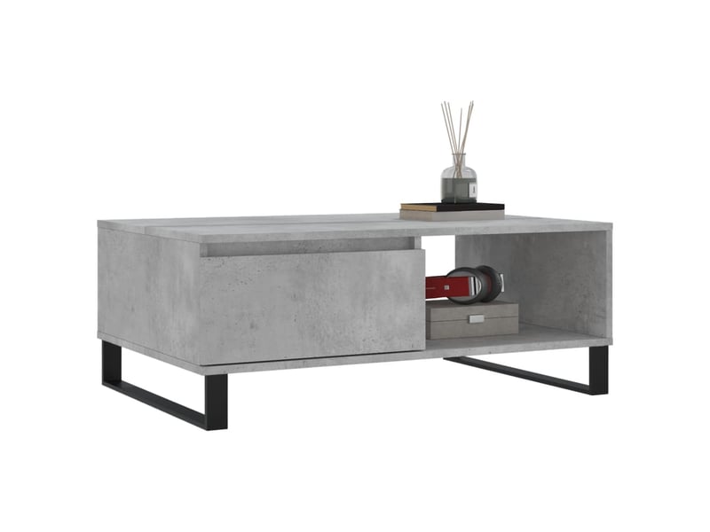  Table basse rectangulaire | table de salon gris béton 90x60x35 cm bois d'ingénierie shl5894  - Conforama C