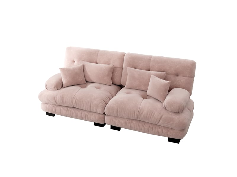  Canapé d'angle, canapé 2 places — coussins inclus, en chenille, style cloud, rose  - Conforama E