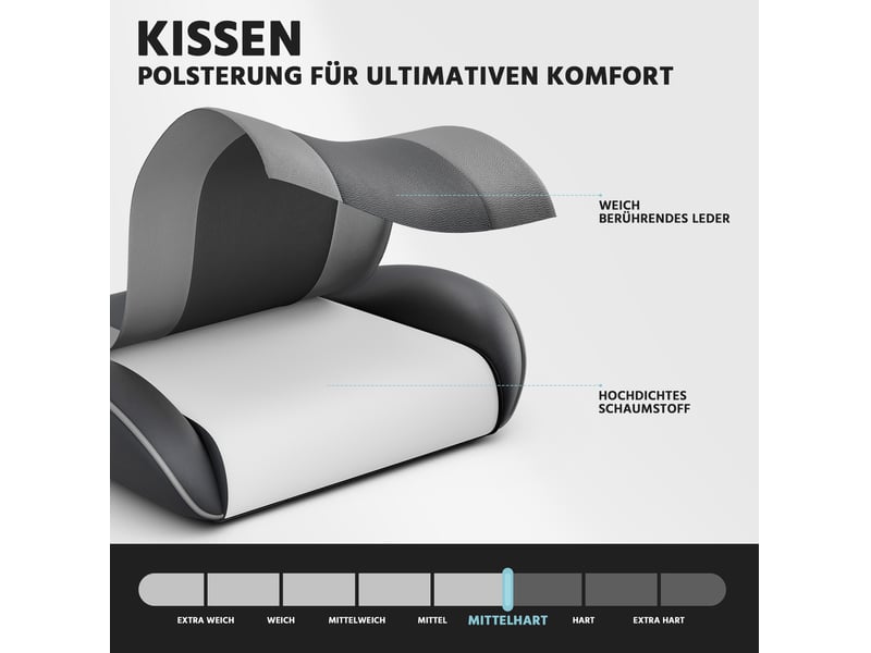  Chaise de bureau gaming 55 cm – noir et gris – dossier inclinable, repose-pieds et accoudoirs synchronisés  - Conforama E