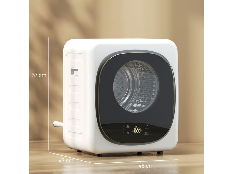  Sèche-linge à évacuation portable 4 kg, sèche-linge 800 w compact, 5 modes de séchage, blanc, minuterie  - Conforama C