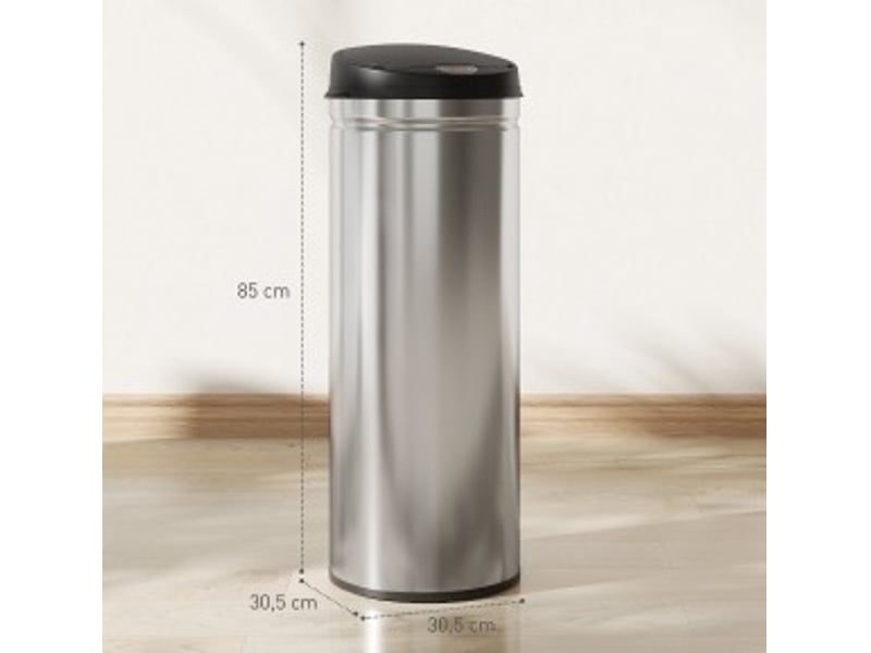 Poubelle à capteur 50 l 30,5 x 30,5 x 85 cm – argenté – ouverture sans contact et fermeture douce  - Conforama C
