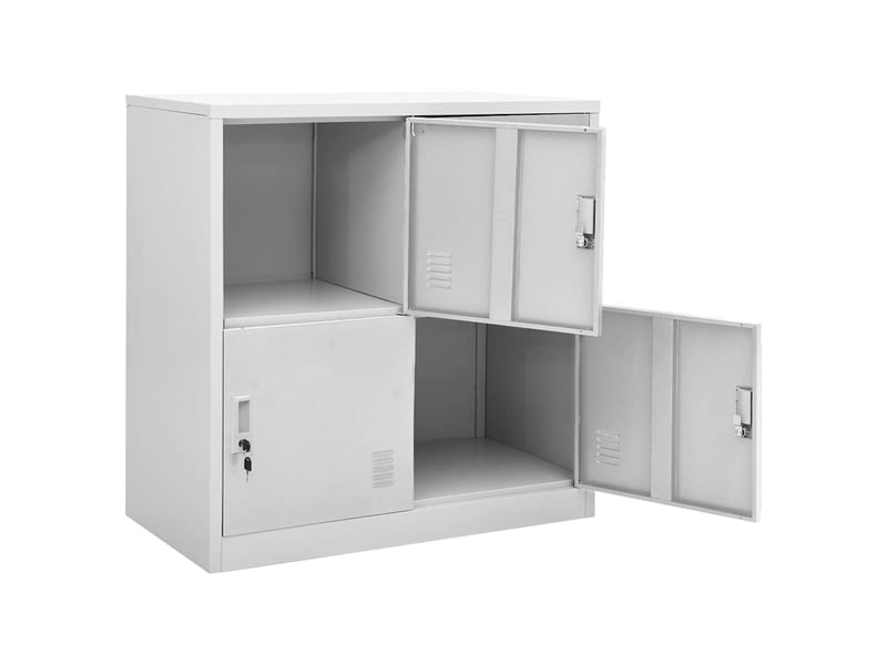  Armoire à casier, rangement de bureau gris clair 90x45x92,5 cm acier  - Conforama E