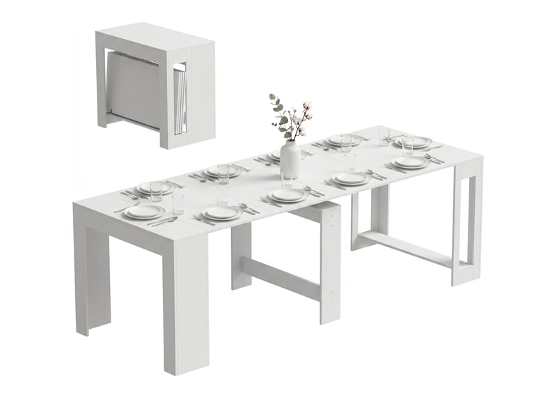  Console extensible pour 10 personnes, blanche  - Conforama A