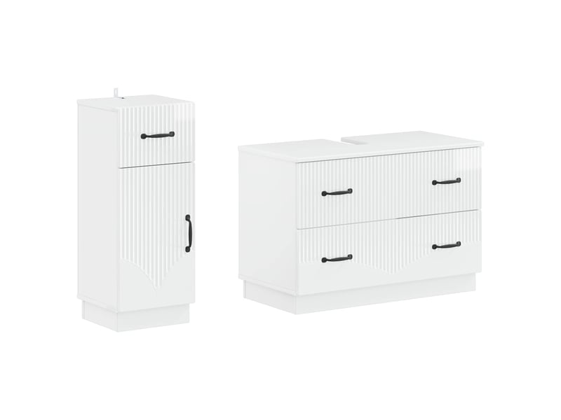 Ensemble de 2 meubles de salle de bain hoorn blanc brillant cf63176 - Conforama A