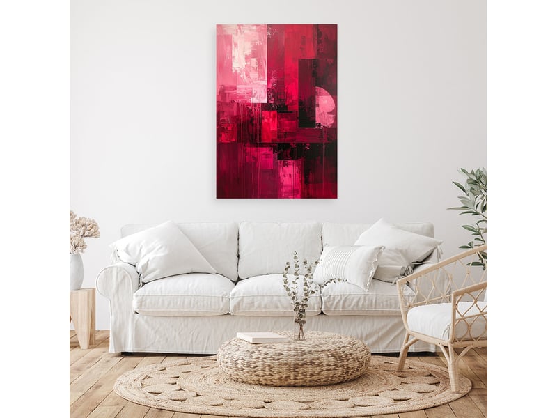  Tabelau sur toile, abstraction moderne rouge 80x120 1312611527 - Conforama B