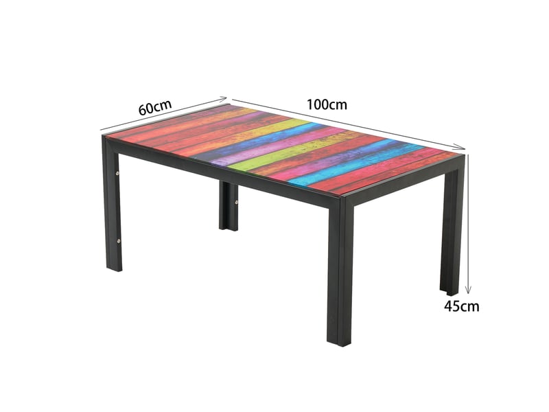  Table basse en verre trempé multicolore 100 x 60 cm, pieds en métal noir, format 45 cm pour le salon  - Conforama C