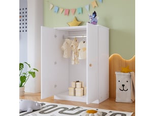 Armoire à vêtements 80x50x120 cm 2 portes mdf blanche avec tringle, idéale pour chambre, salon ou chambre d’enfant