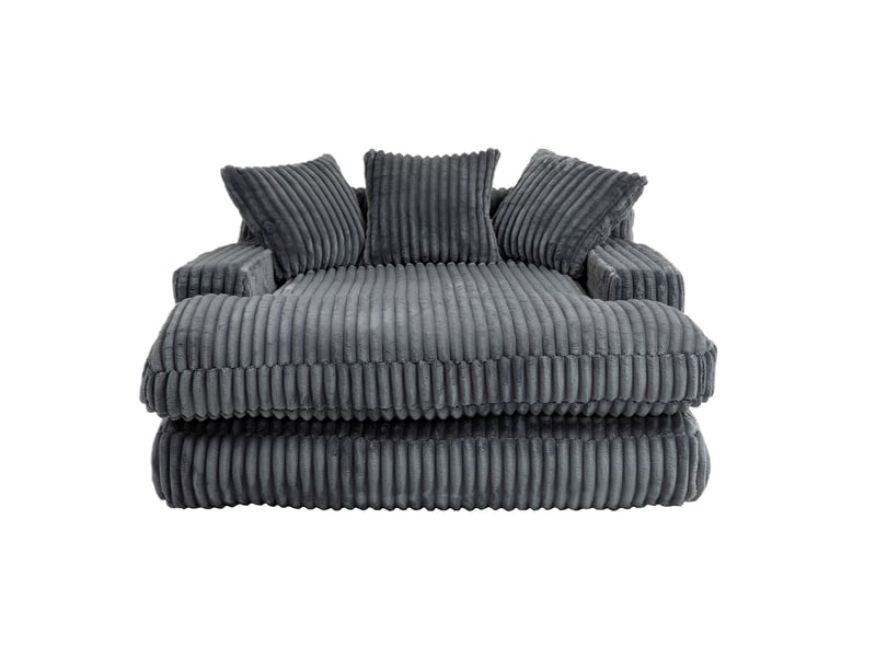  Méridienne 1 place 155 cm-canapé lounge en velours côtelé avec 3 coussins-gris foncé  - Conforama A