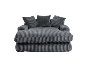 Méridienne 1 place 155 cm-canapé lounge en velours côtelé avec 3 coussins-gris foncé