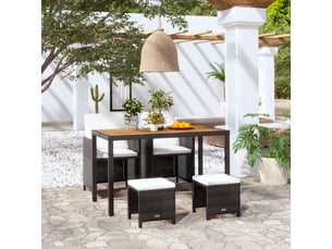Ensemble à manger d'extérieur 5 pcs rotin et bois d'acacia noir shl3998
