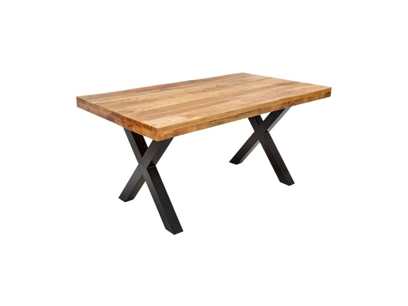 Table de salle à manger loden – bois massif de manguier verni – 160 cm – style industriel - Conforama A