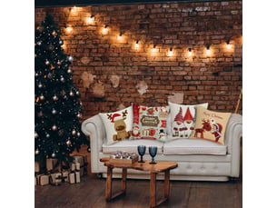 Housses de coussin de noël 45 x 45 cm, lot de 4, décoration en lin pour la maison, le salon, le canapé - lit, décoration de noël, marron