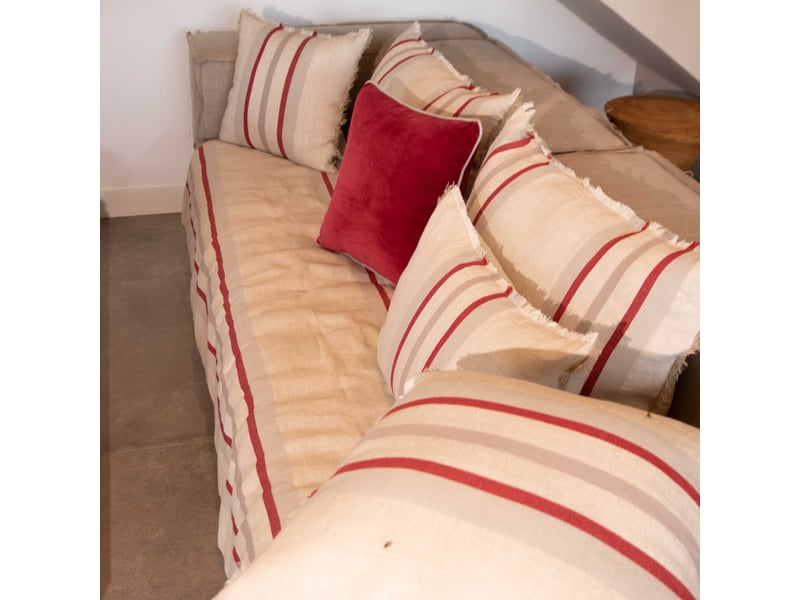  Coussin rayé en lin et coton 40x60 cm  - Conforama B