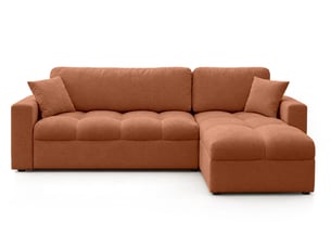 Canapé d'angle réversible fixe BESTMOBILIER CYRO 4 places Tissu orange avec coffre de rangement