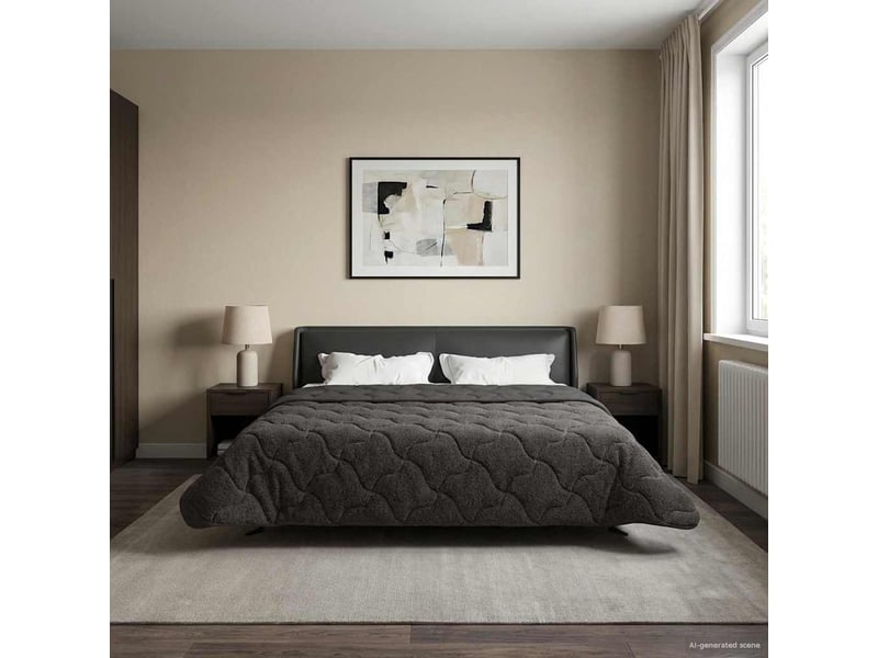 Duvet d'hiver - couette 200 x 200 cm hiver - couette anthracite respirant - Conforama D