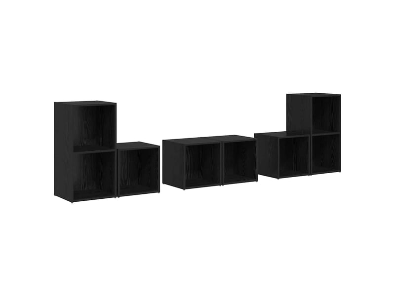  Ensemble meuble tv - banc tv - meuble de rangement 6 pcs chêne noir bois d'ingénierie  - Conforama A