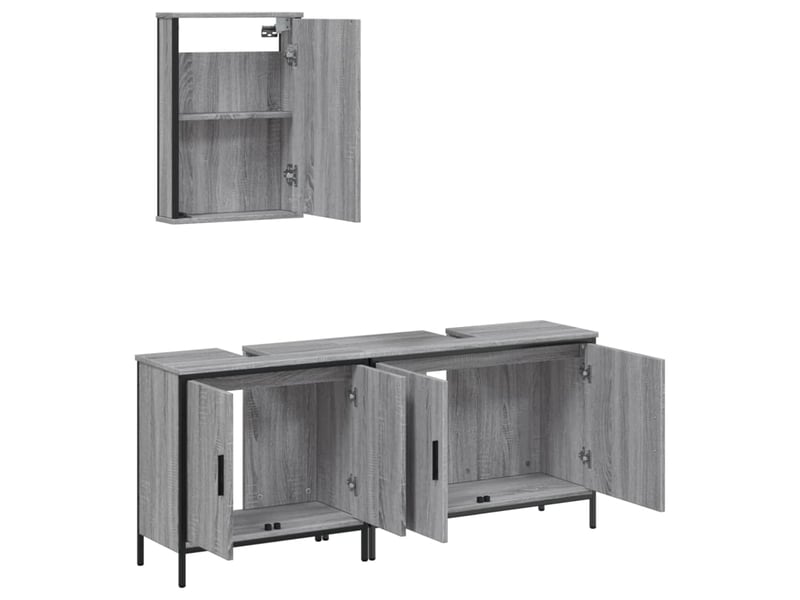  Ensemble de meubles de salle de bain 3 pcs sonoma gris cf63822  - Conforama D