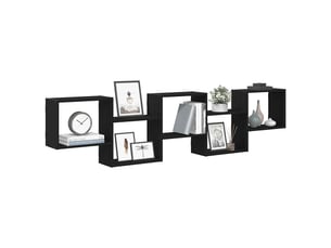 Étagère cube murale 5 compartiments noir bois d'ingénierie cf41349
