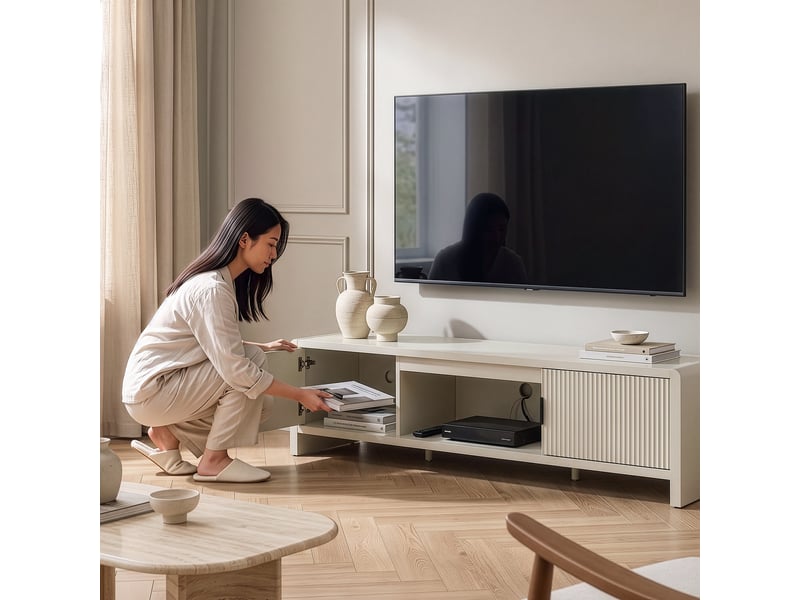 Meuble tv lukkodso 150 x 40 x 40 cm beige [en.casa]  - Conforama E