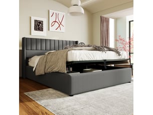 Lit coffre 160x200 cm VIVRYN   coloris gris