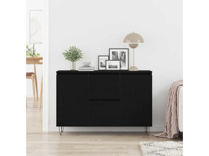  Buffet - bahut - meuble de rangement chêne noir 101,5 x 35 x 70 cm bois d'ingénierie  - Conforama D