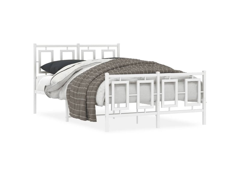  Lit double- lit adulte -  cadre de lit métal sans matelas et pied de lit blanc 120x190 cm  - Conforama A