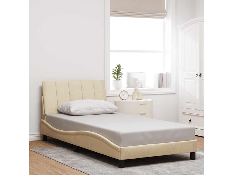  Lit simple- lit adulte -  cadre de lit sans matelas hanko crème 100x200 cm tissu  - Conforama C